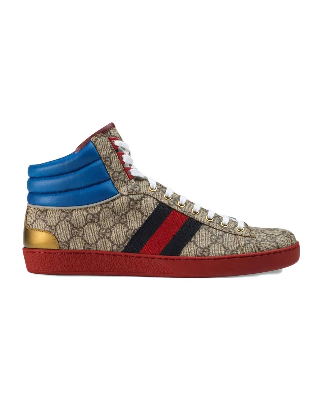 Gucci Ace GG High Top Beige Ebony in Natural for Men - Lyst