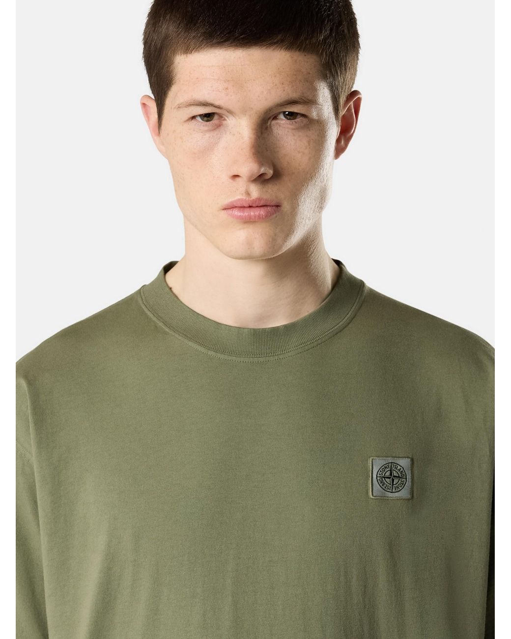Stone Island 2100030 Combed Organic Cotton Jersey in Green for Men