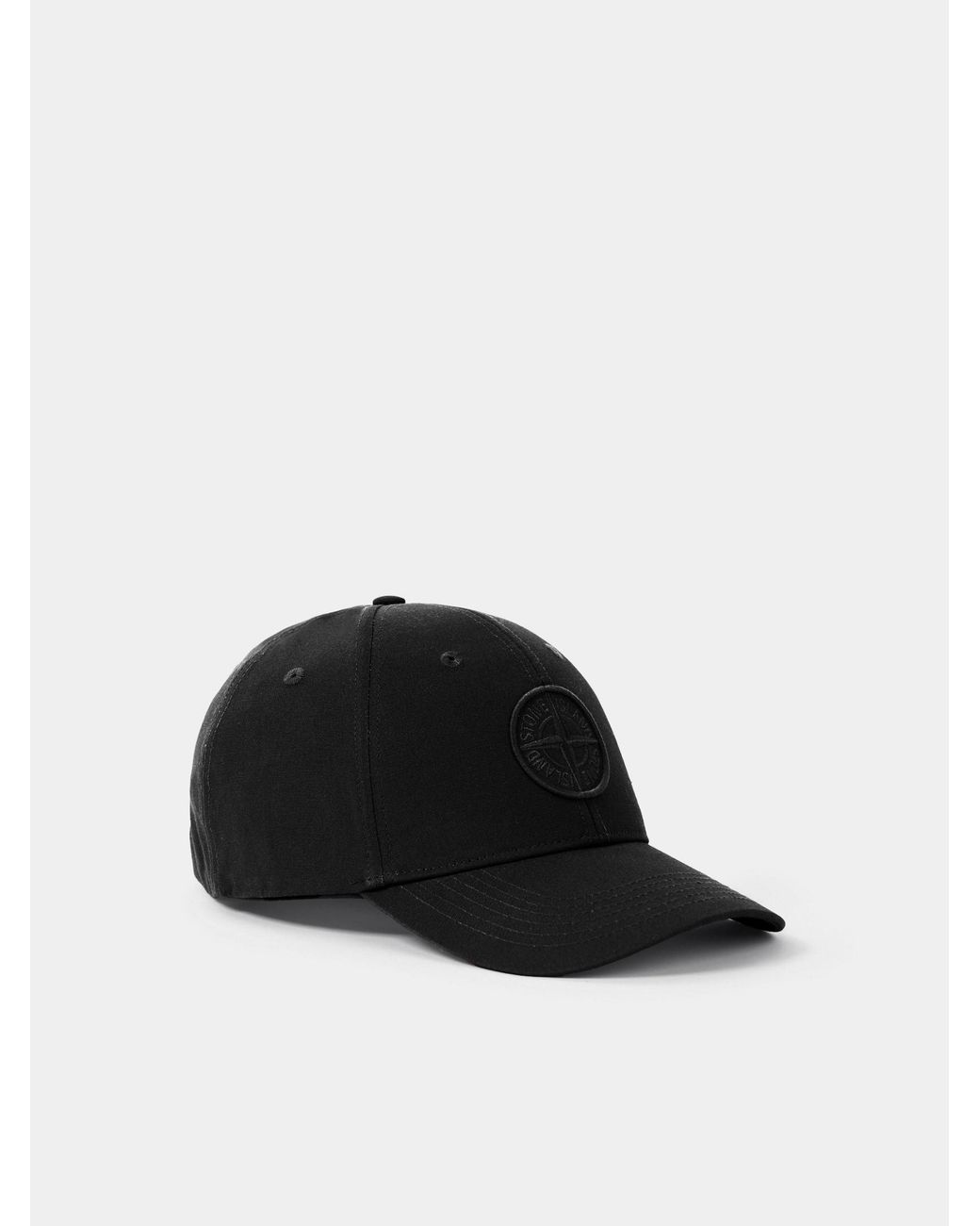 Stone Island Black Baseball Hat With Compass Logo for men