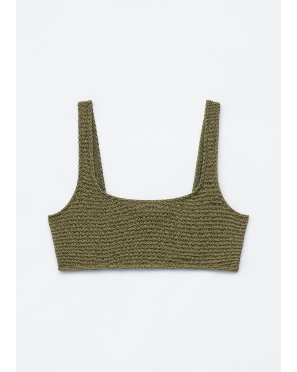 & Other Stories Green Textured Bikini Top
