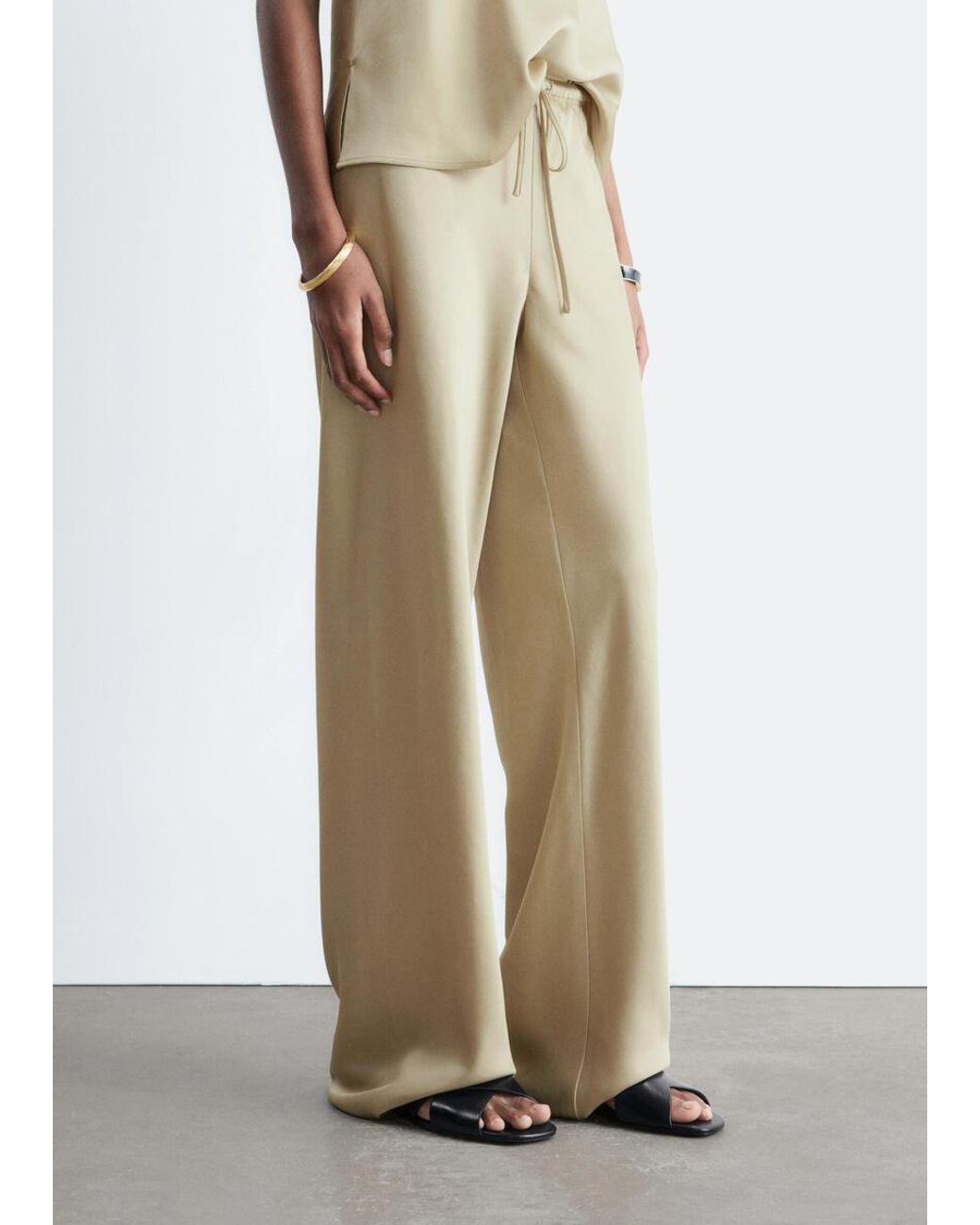 & Other Stories Natural Satin Pull-On Trousers