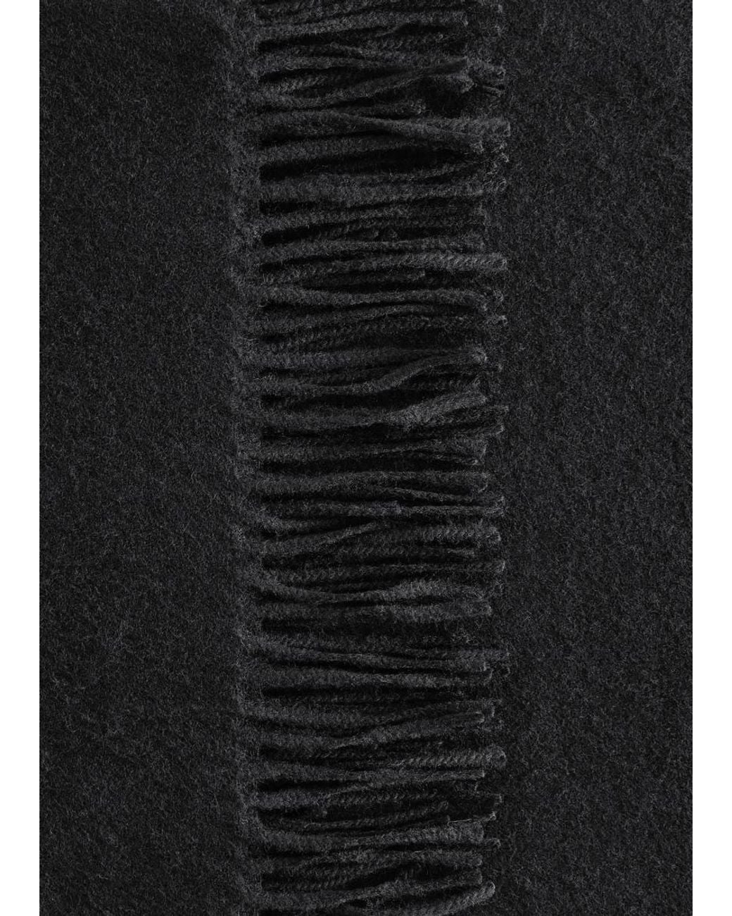 & Other Stories Black Fringed Wool Blanket Scarf