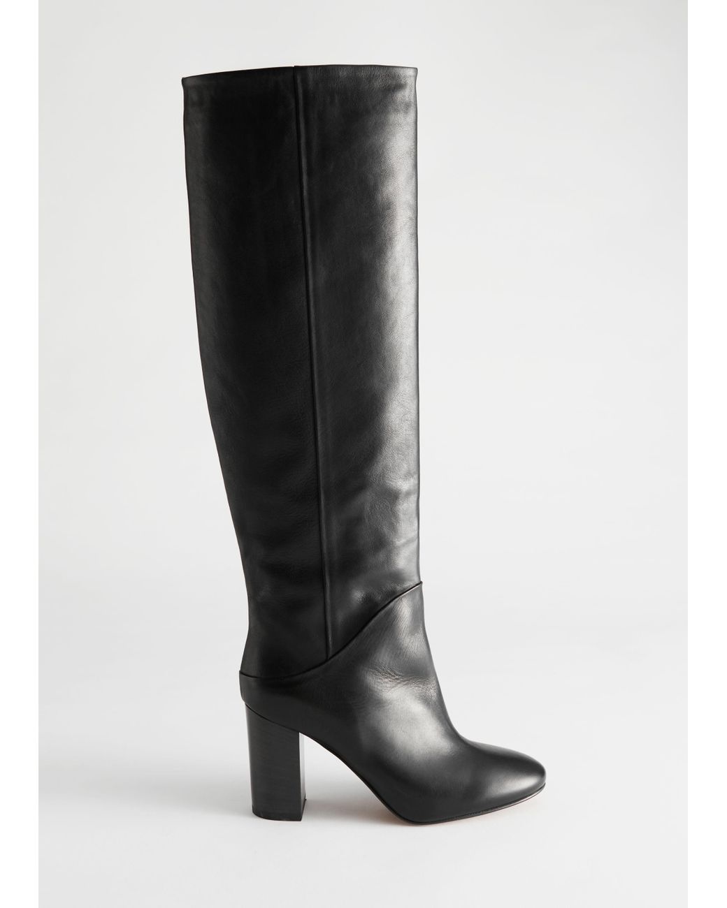 & Other Stories Chrome Free Tanned Leather Knee High Boots in Black | Lyst