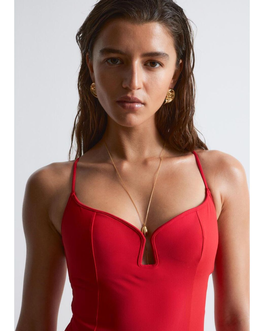 & Other Stories Red Triangle-Cut Swimsuit