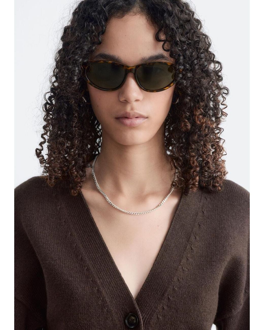 & Other Stories Brown Tapered Knit Cardigan