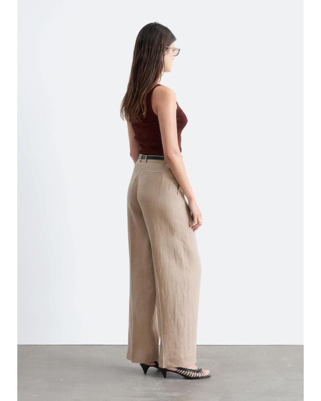 & Other Stories Natural Tailored Linen Trousers