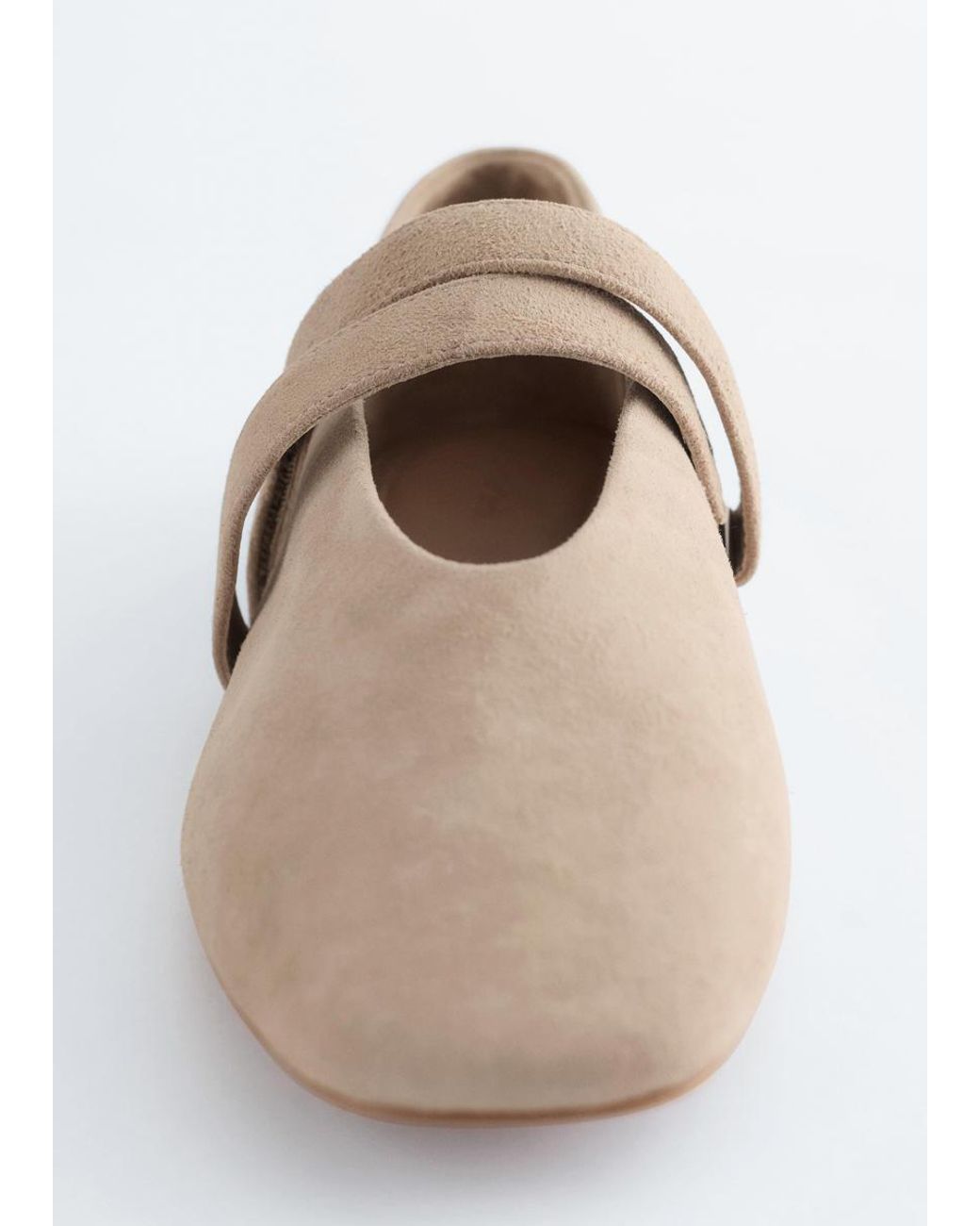 & Other Stories White Cross-Strap Suede Ballet Flats