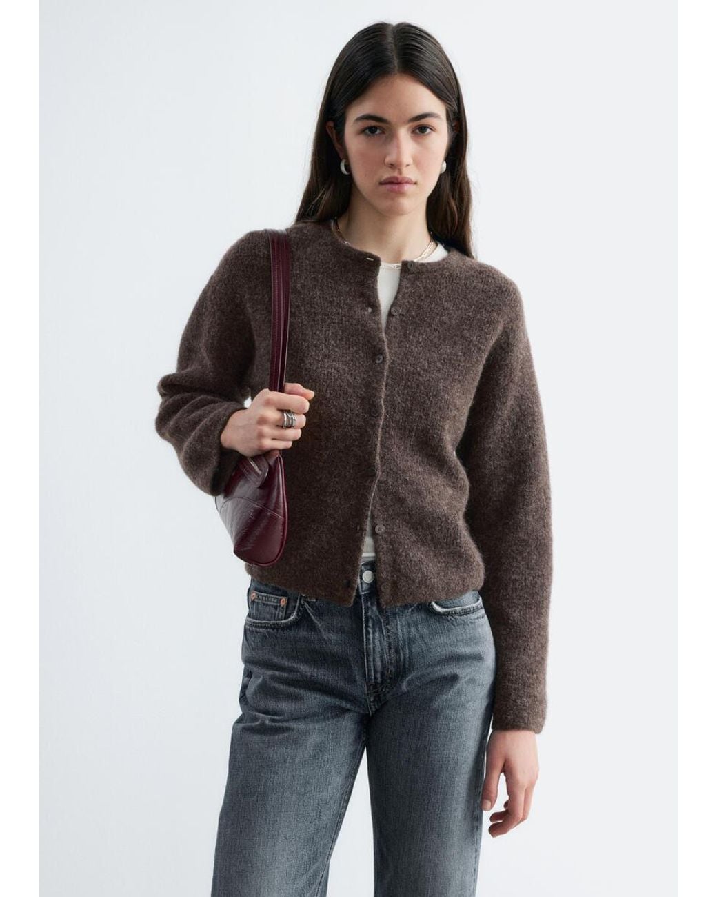 & Other Stories White Alpaca-Blend Knitted Cardigan