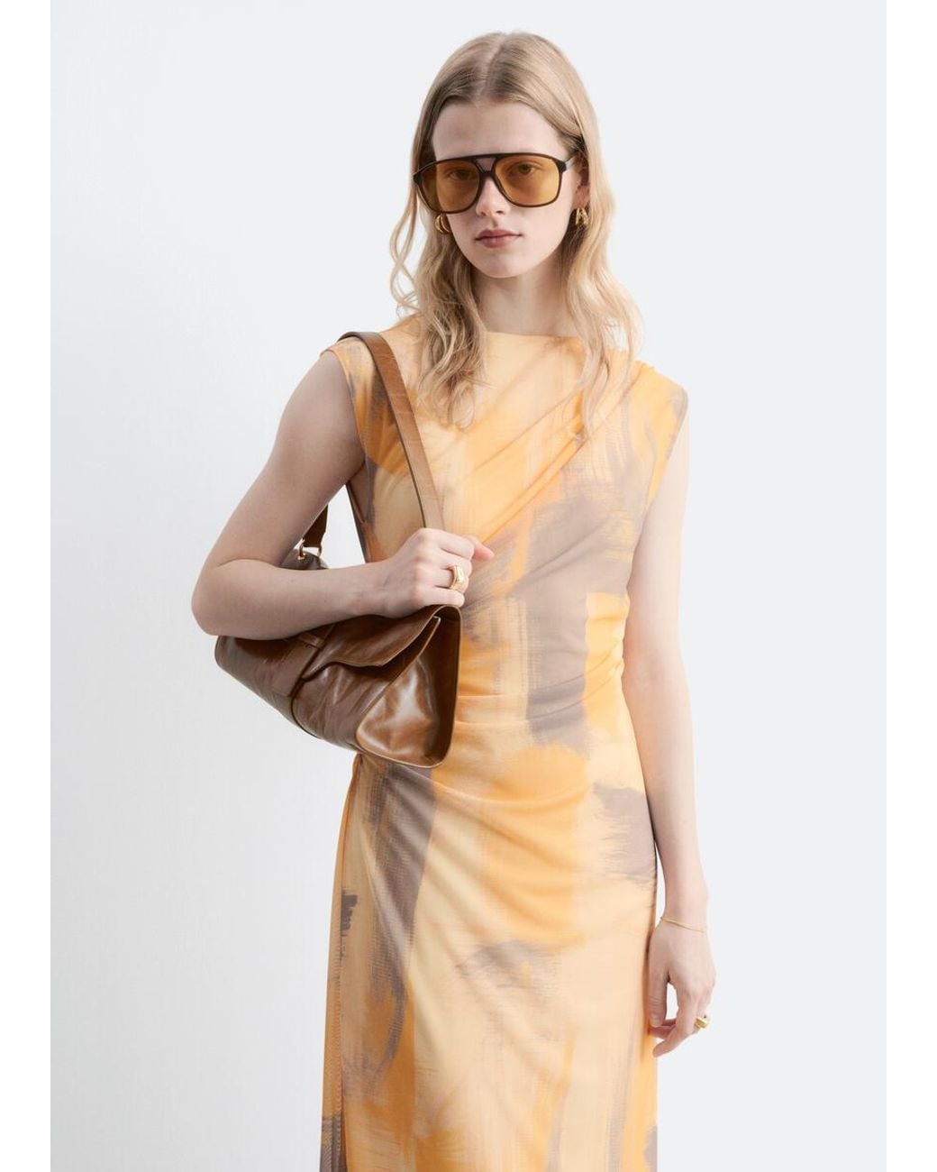 & Other Stories White Sleeveless Draped Dress