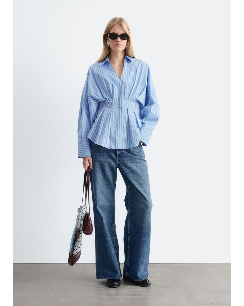 & Other Stories Blue Fitted-Waist Shirt
