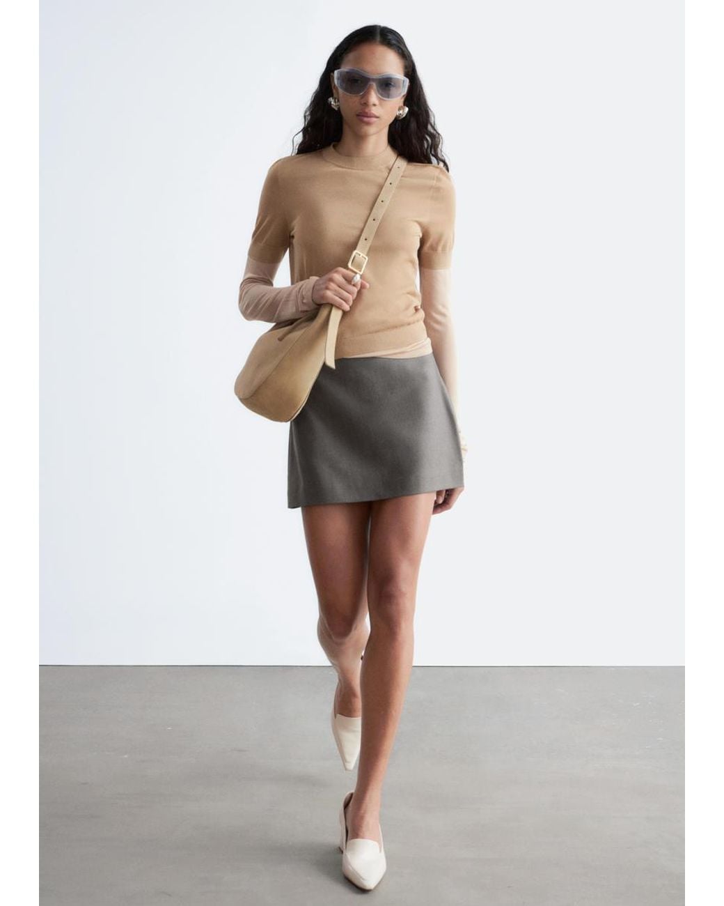 & Other Stories White A-Line Mini Skirt