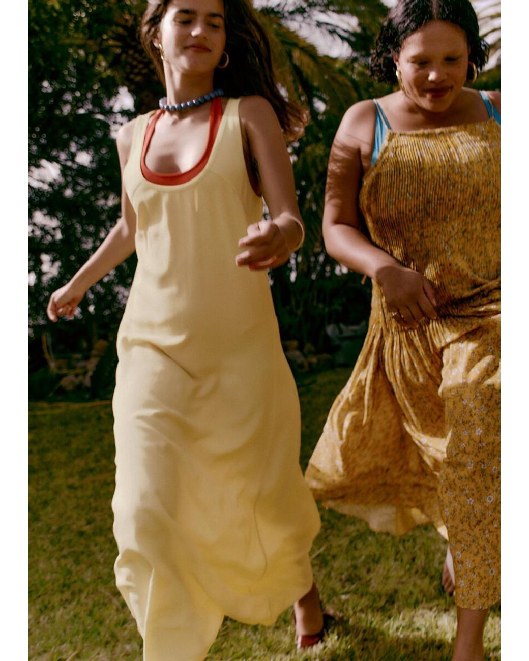 & Other Stories Yellow Pleated Bodice Maxi Dress