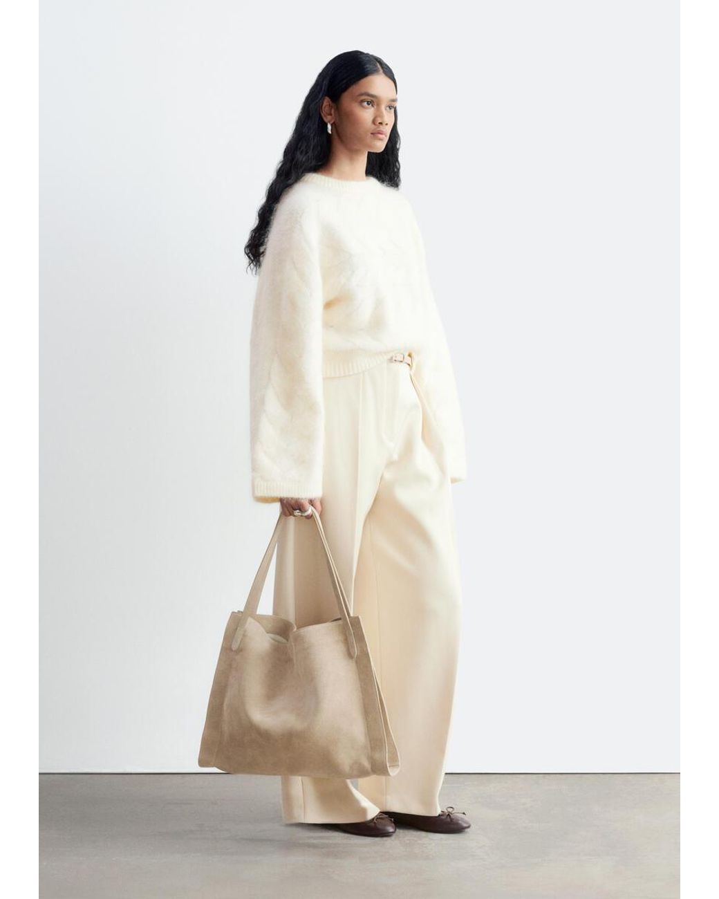 & Other Stories White Mohair-Blend Cable-Knit Jumper