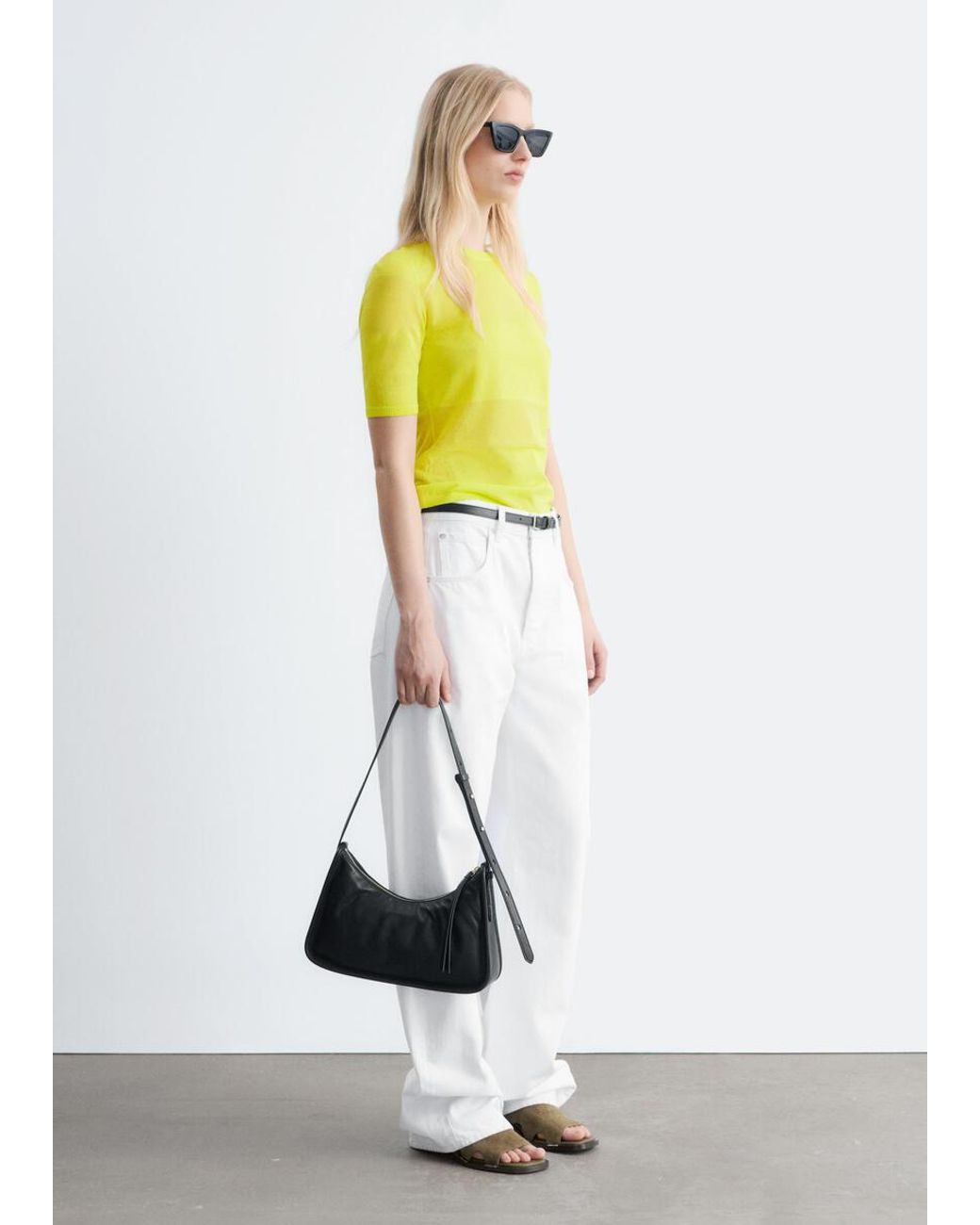 & Other Stories Yellow Sheer Knitted T-Shirt