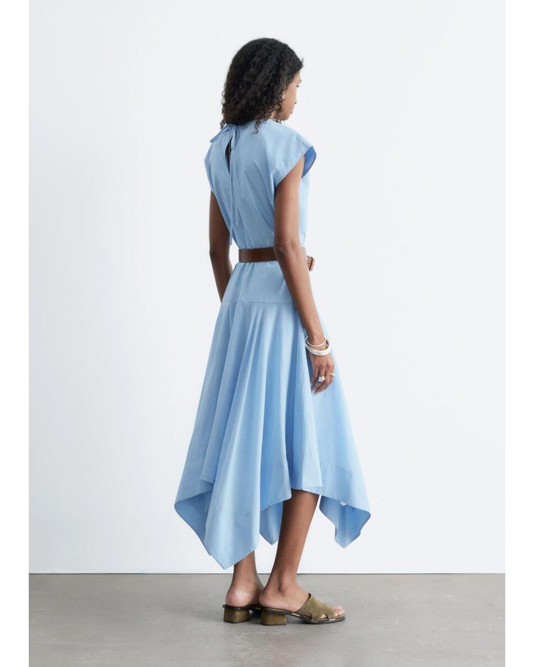 & Other Stories Blue Cotton Poplin Midi Dress