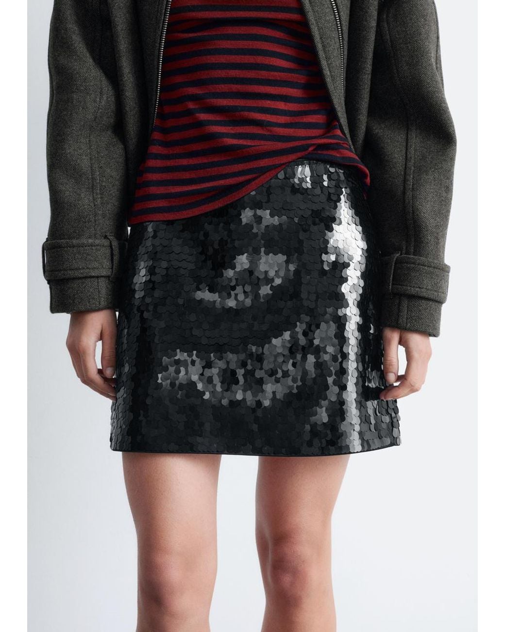 & Other Stories Black Sequin Mini Skirt