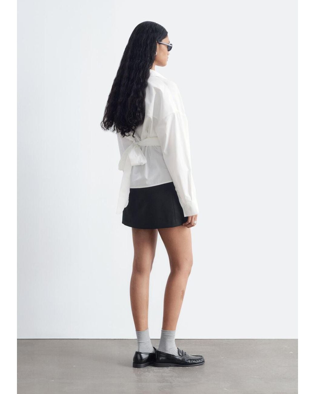 & Other Stories White Tie-Waist Cotton Shirt
