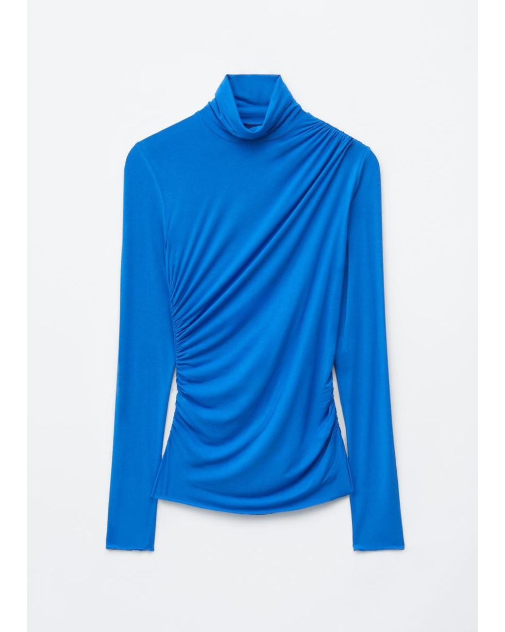 & Other Stories Blue Draped Turtleneck Top