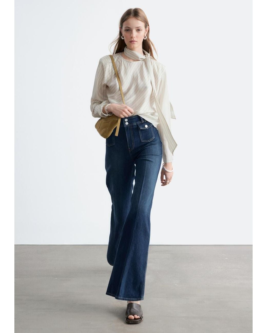 & Other Stories Blue Press-Crease Flared Jeans
