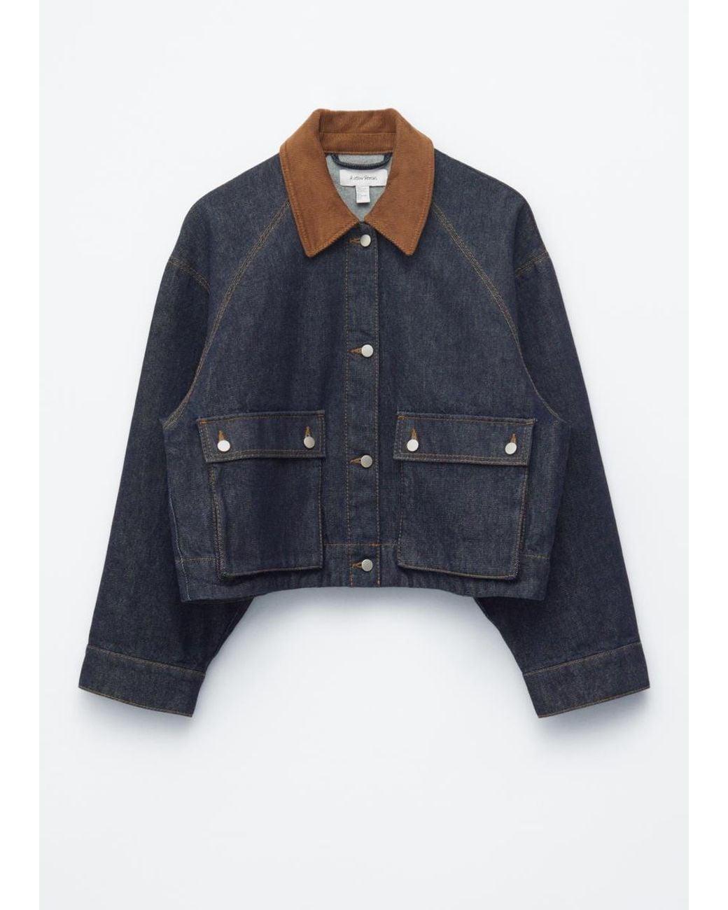 & Other Stories Blue Short Cord-Collar Denim Jacket