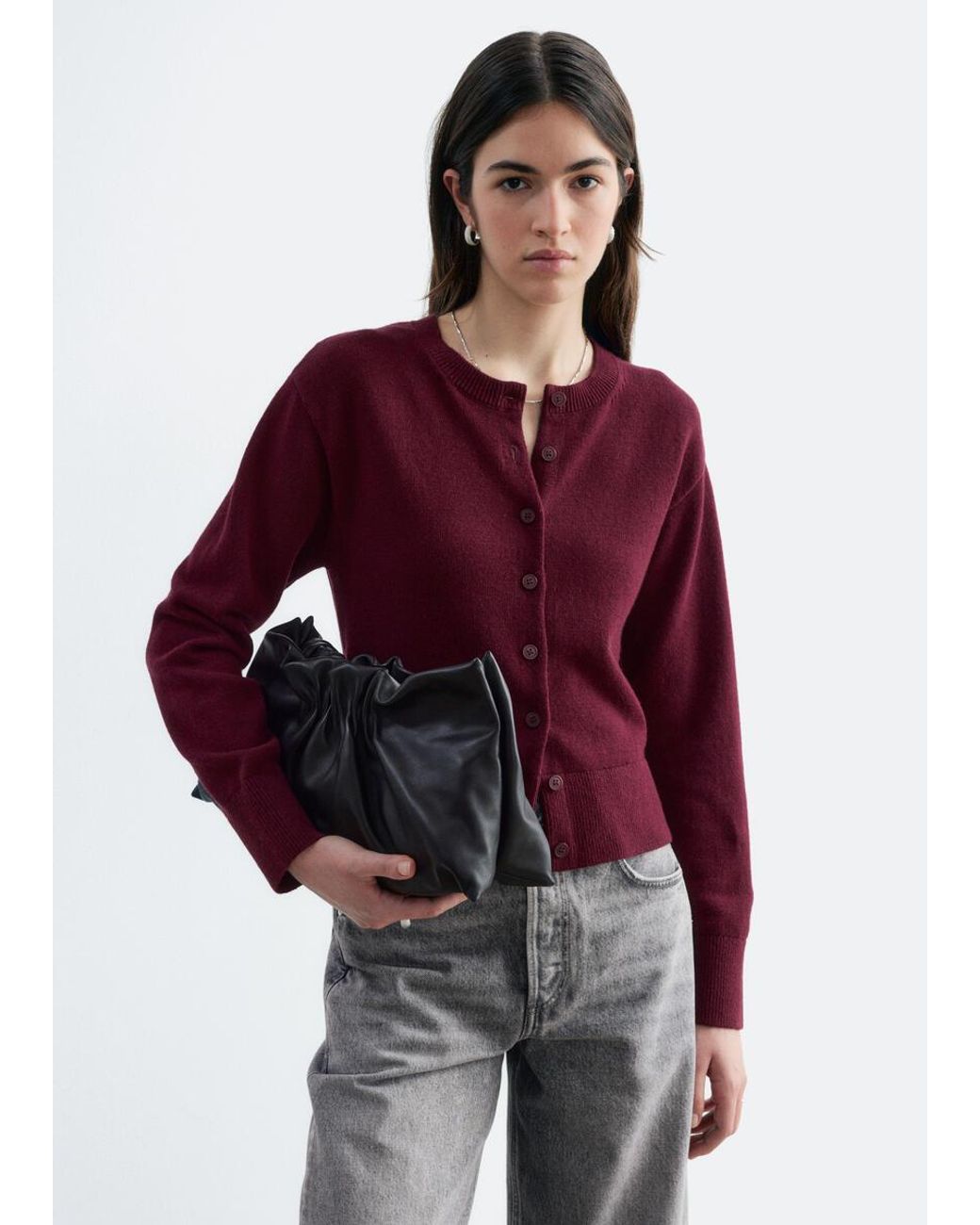 & Other Stories Red Thin-Knit Cardigan