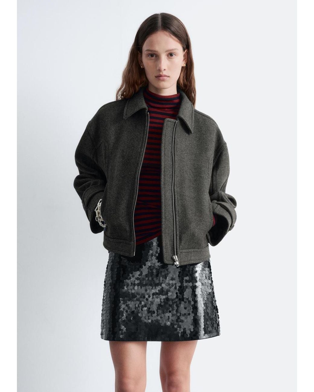 & Other Stories Black Sequin Mini Skirt