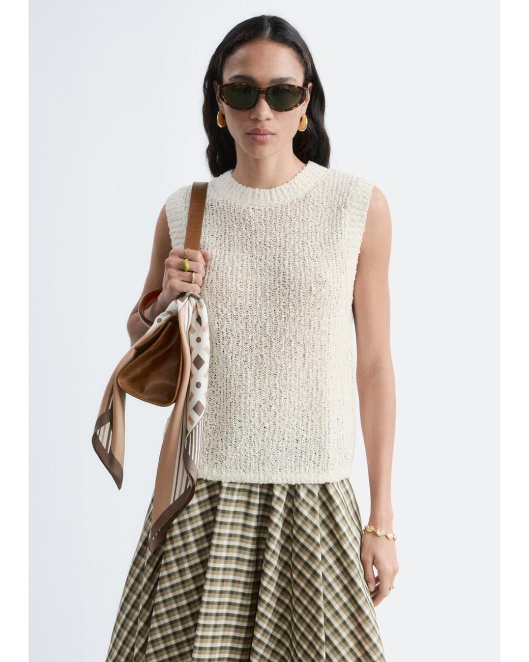 & Other Stories White Silk-Cotton Vest Top