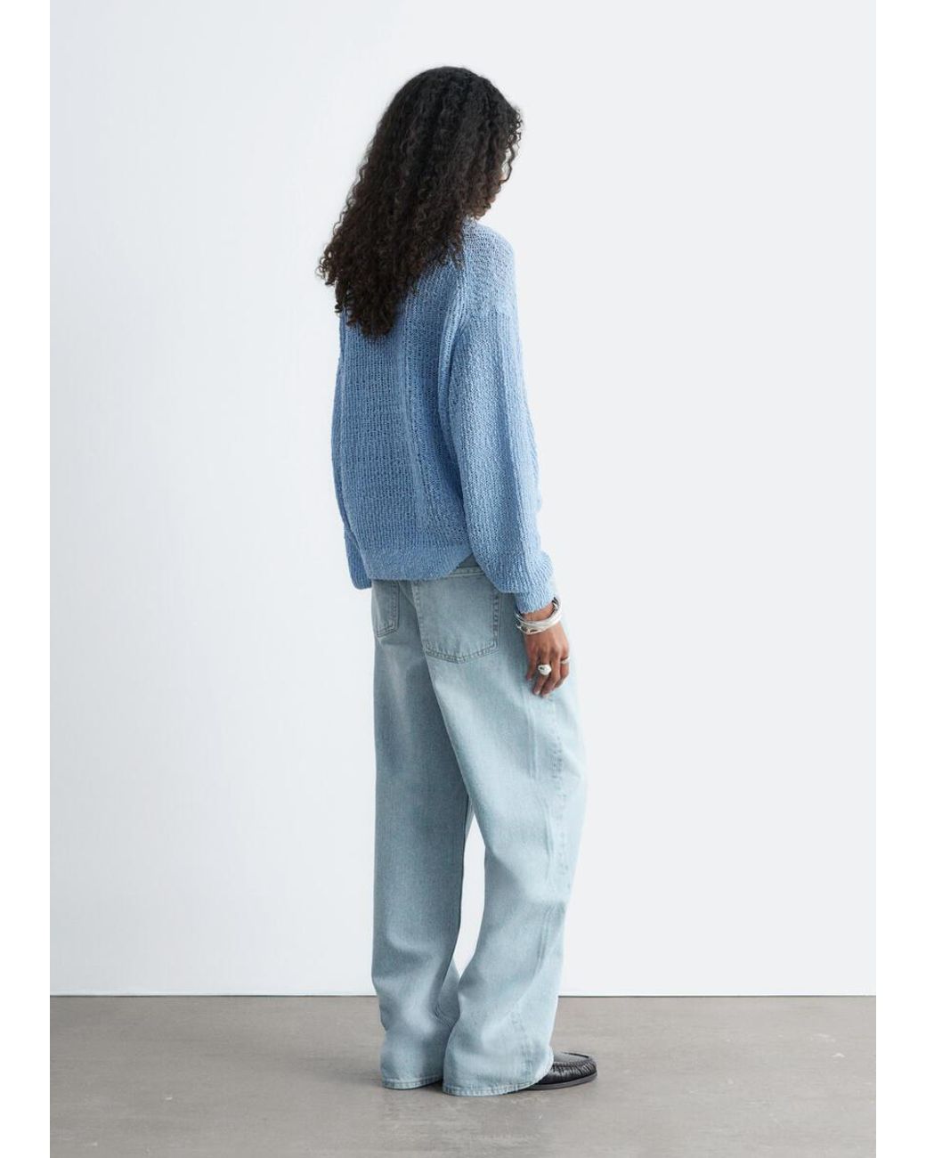 & Other Stories Blue Silk-Cotton Knit Jumper