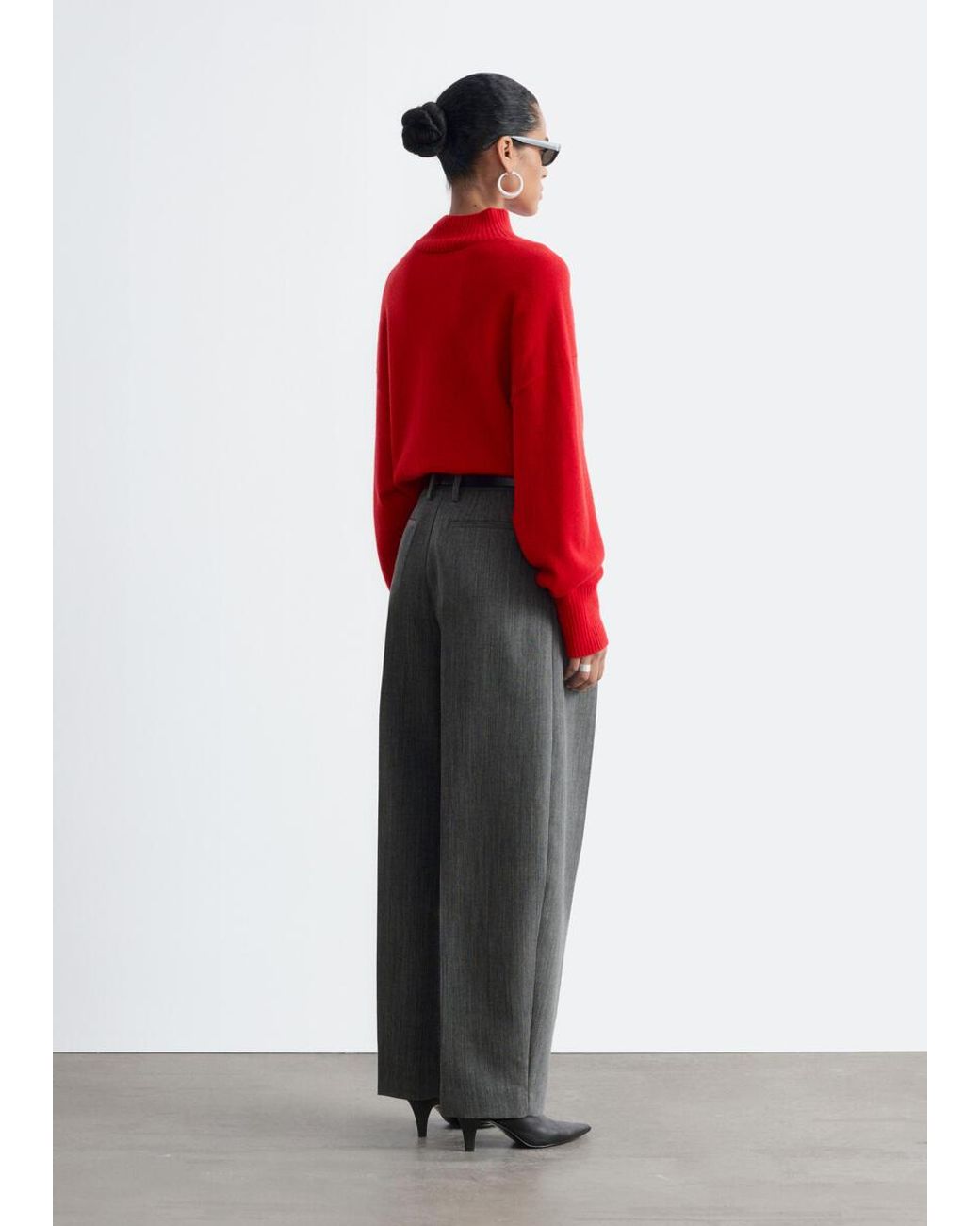 & Other Stories White Wool Barrel-Leg Trousers