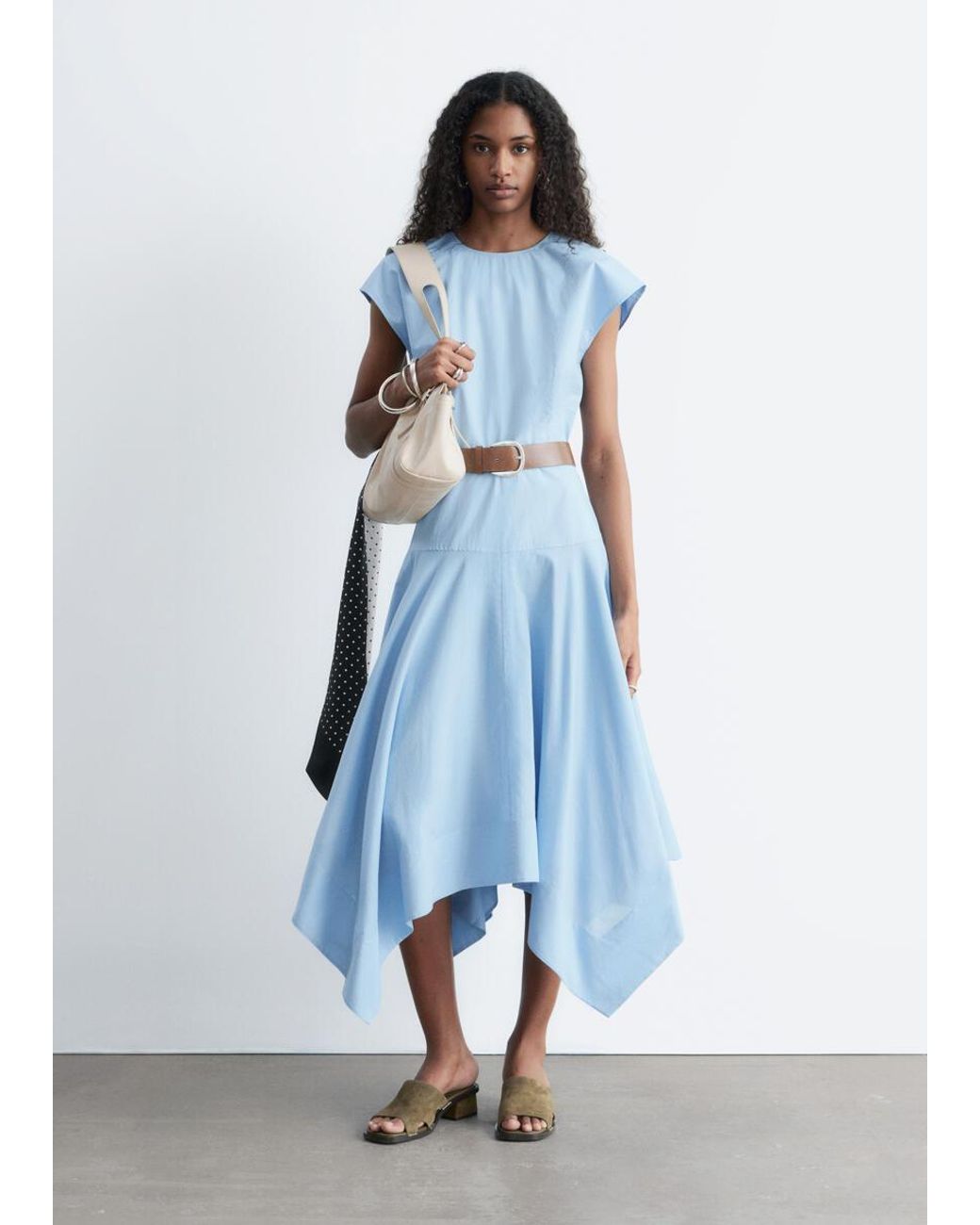 & Other Stories Blue Cotton Poplin Midi Dress