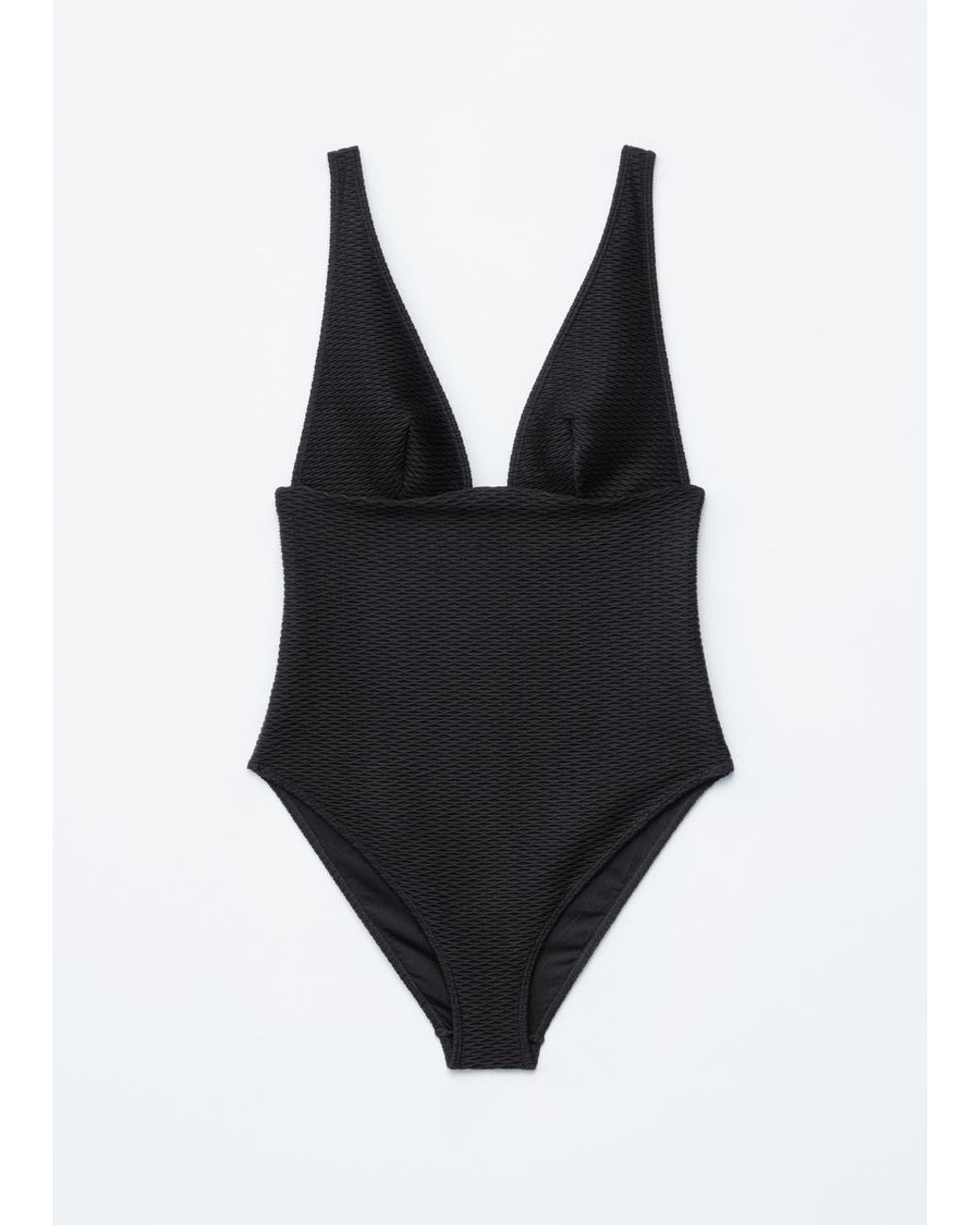 & Other Stories Black Textured Swimsuit