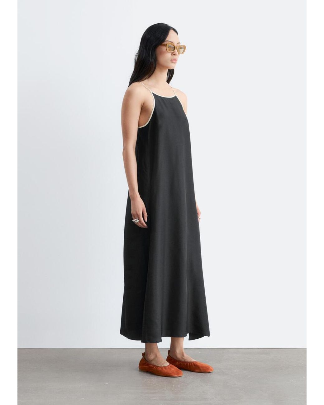 & Other Stories White Silk Strap Dress
