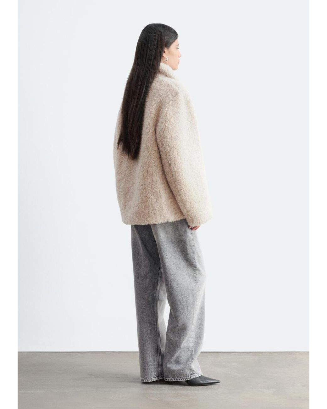 & Other Stories Natural Wool-Blend Faux-Fur Jacket