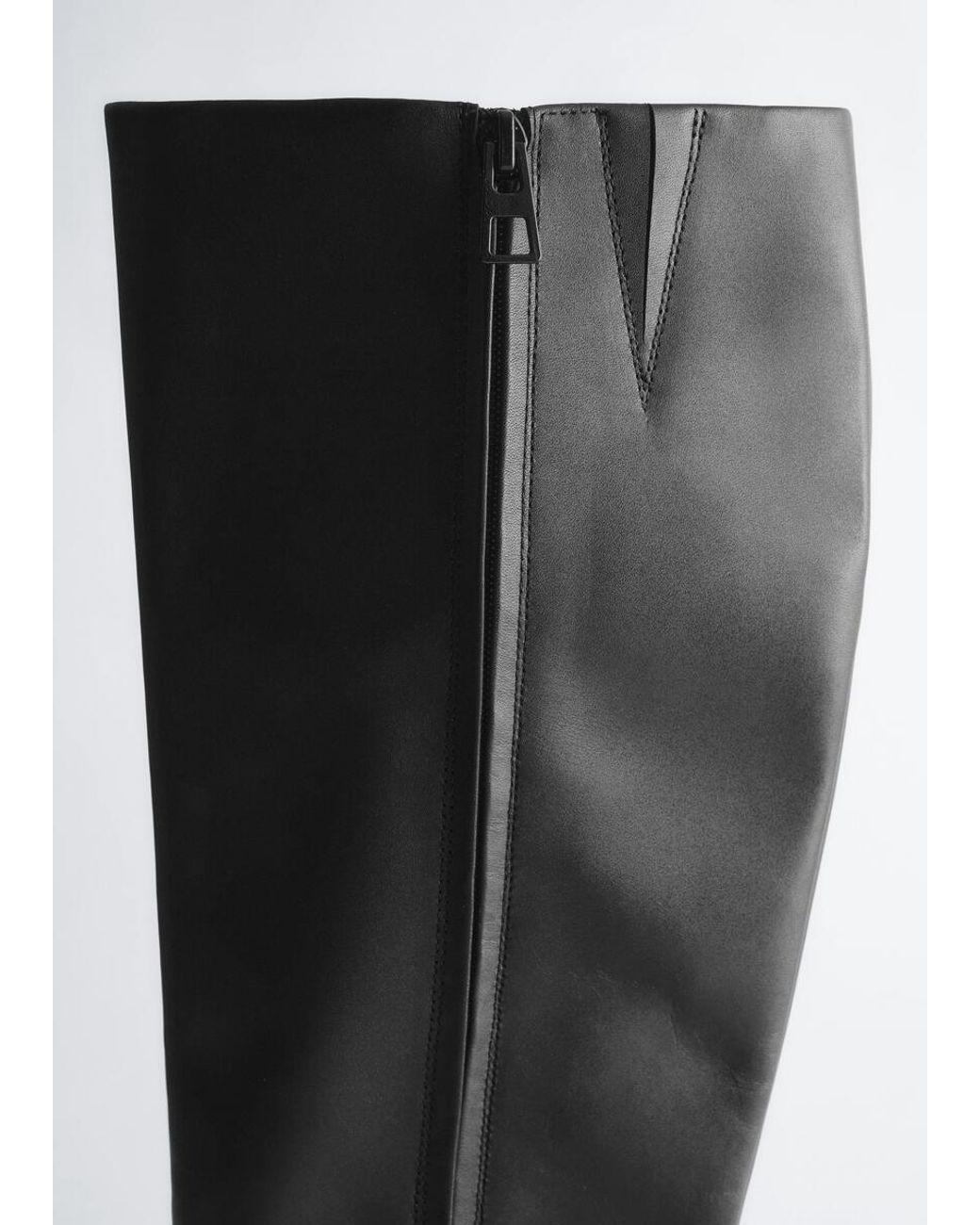 & Other Stories Gray Knee-High Leather Boots