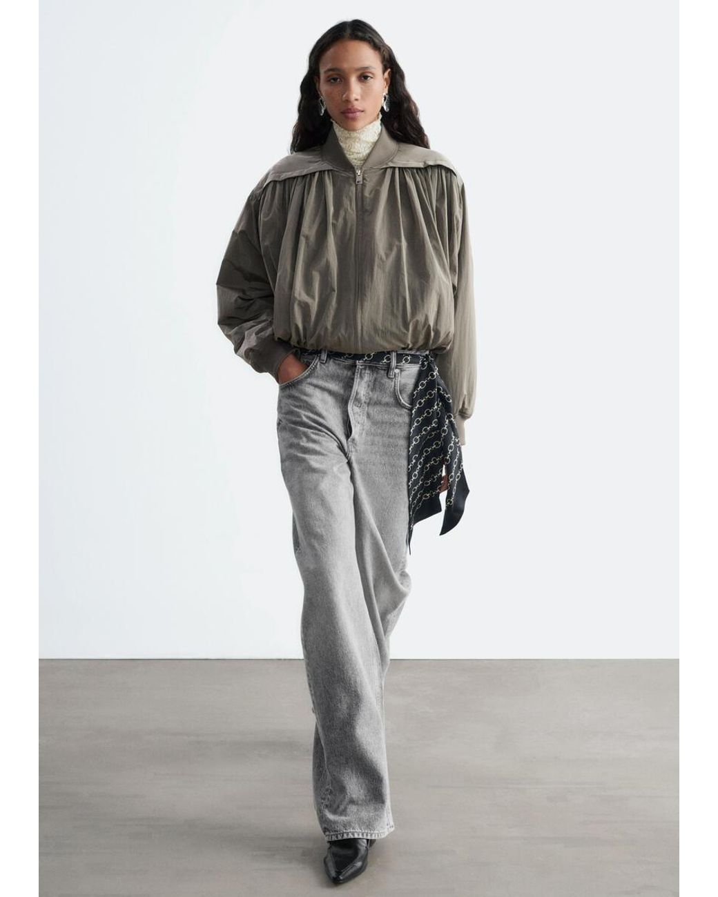 & Other Stories Natural Gathered Bomber Jacket