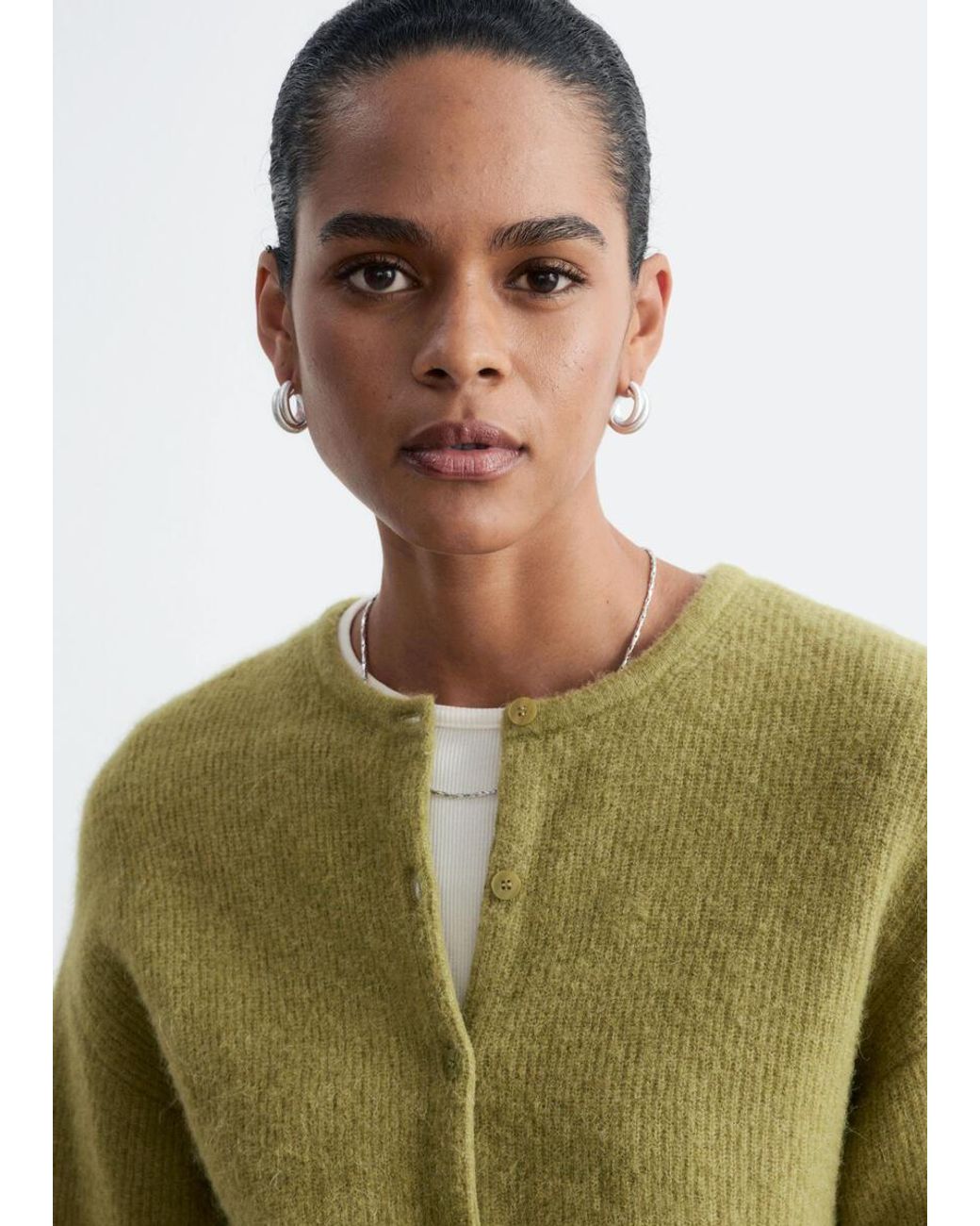 & Other Stories Green Alpaca-Blend Knitted Cardigan