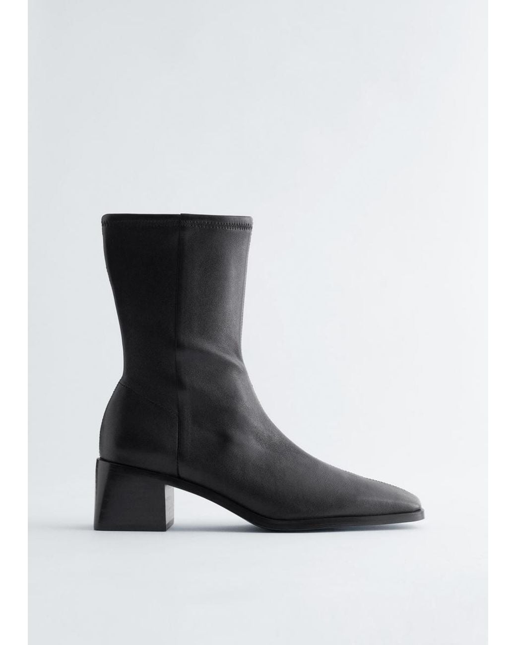 & Other Stories Black Leather Sock Boots