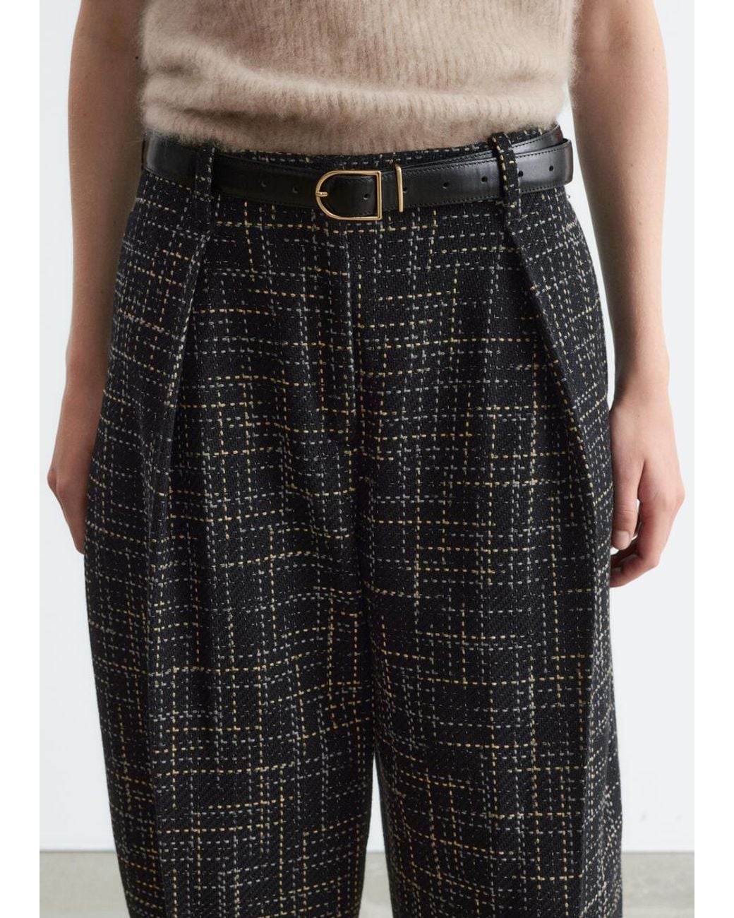 & Other Stories White Tweed Volume Trousersf