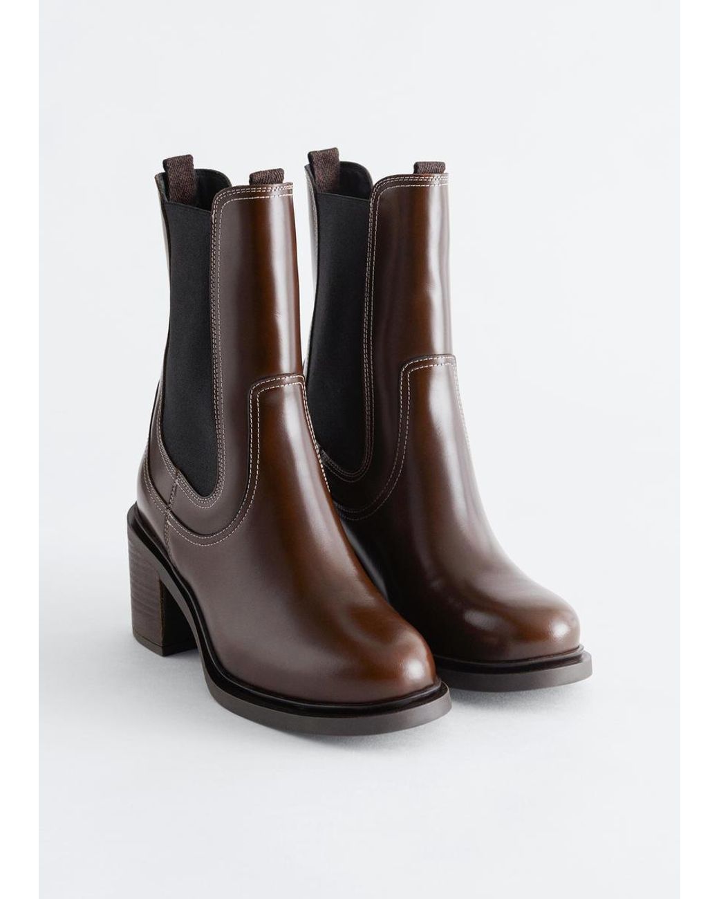 & Other Stories Red Heeled Leather Chelsea Boots