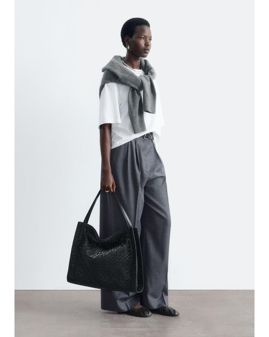 & Other Stories White High-Waist Tailored Trousers
