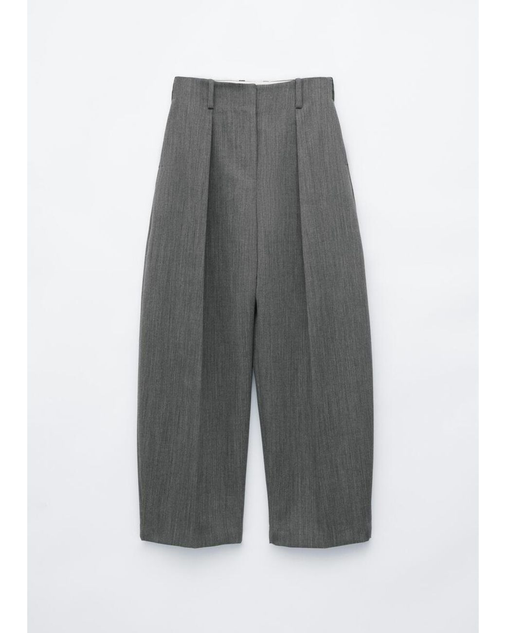 & Other Stories White Wool Barrel-Leg Trousers