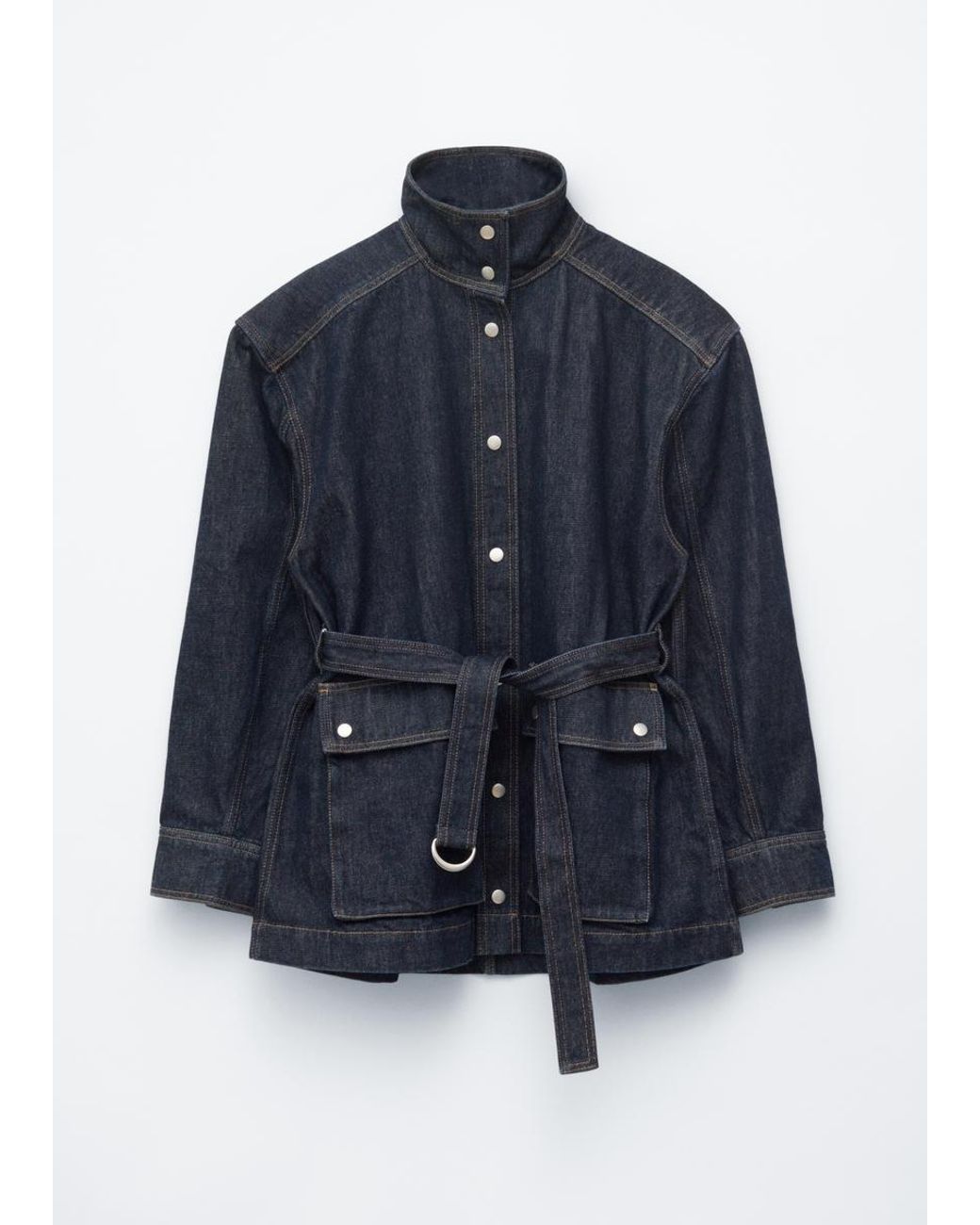 & Other Stories Blue Tie-Belt Denim Jacket