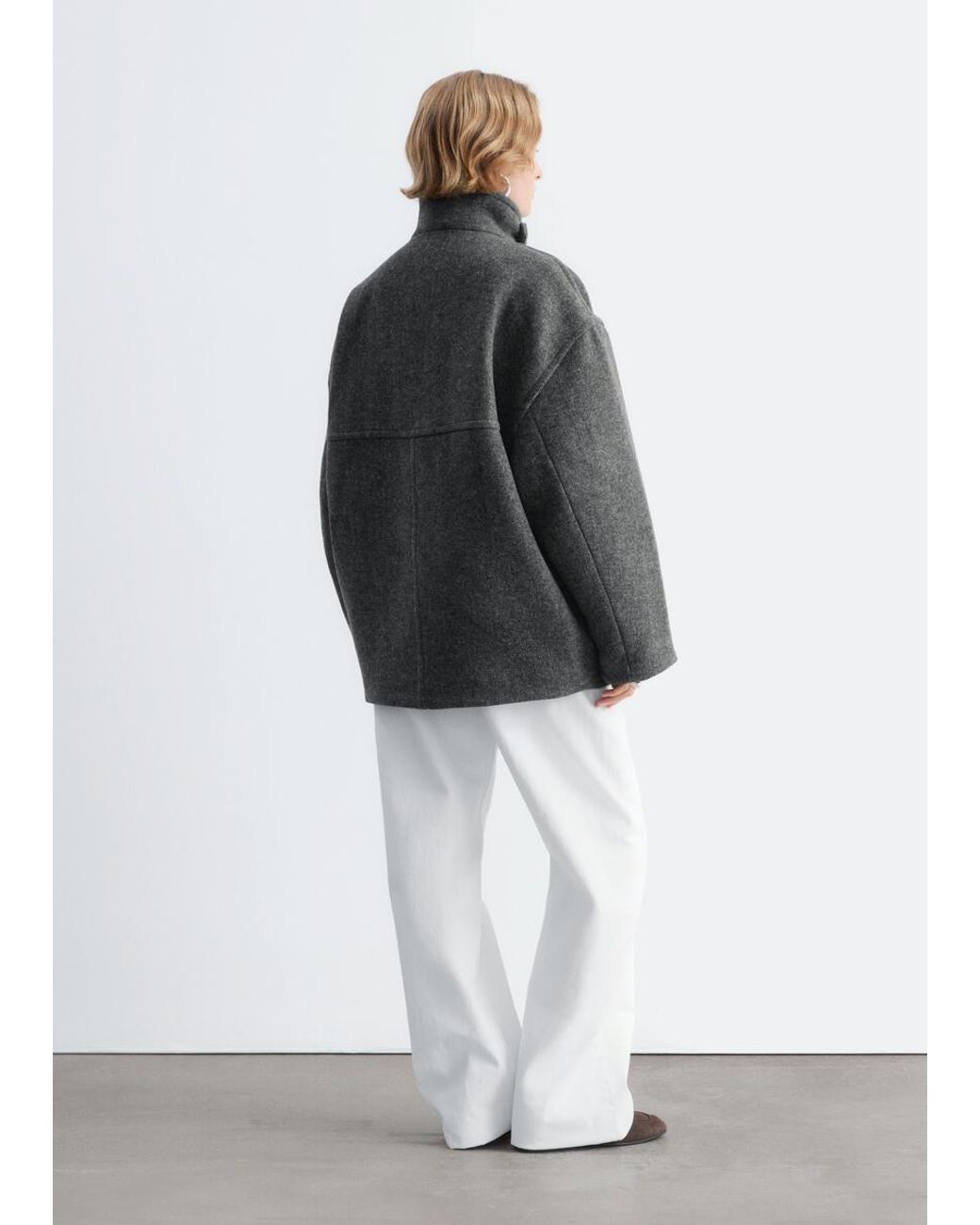 & Other Stories Gray Herringbone Coat