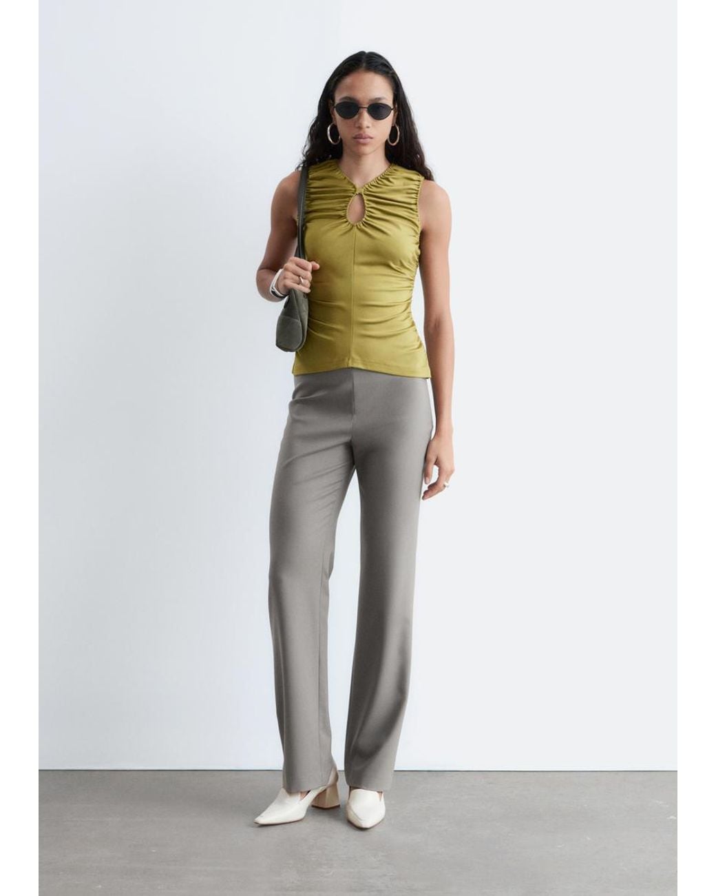 & Other Stories Gray Straight-Leg Wool Trousers