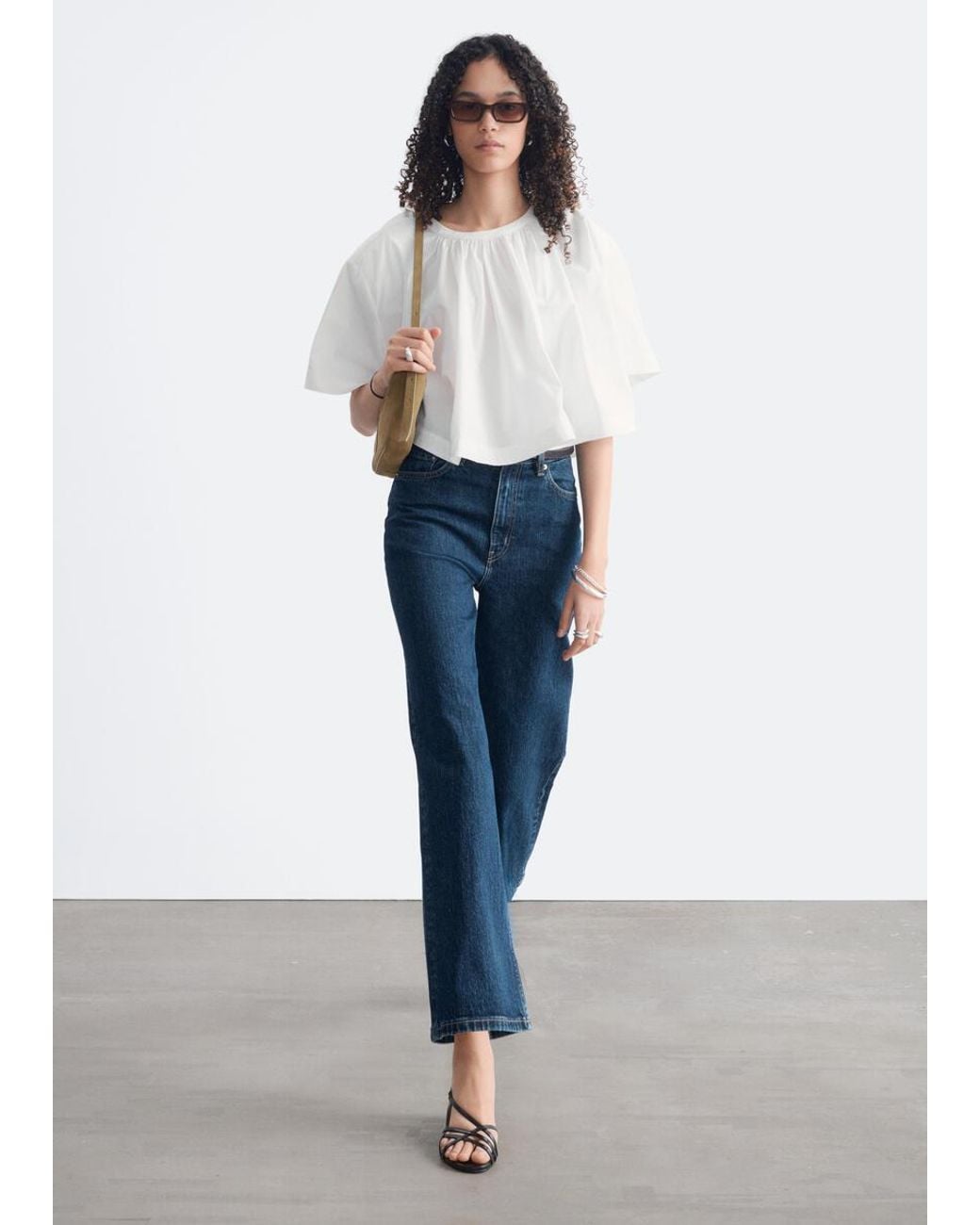 & Other Stories Blue Cropped Wide-Leg Jeans
