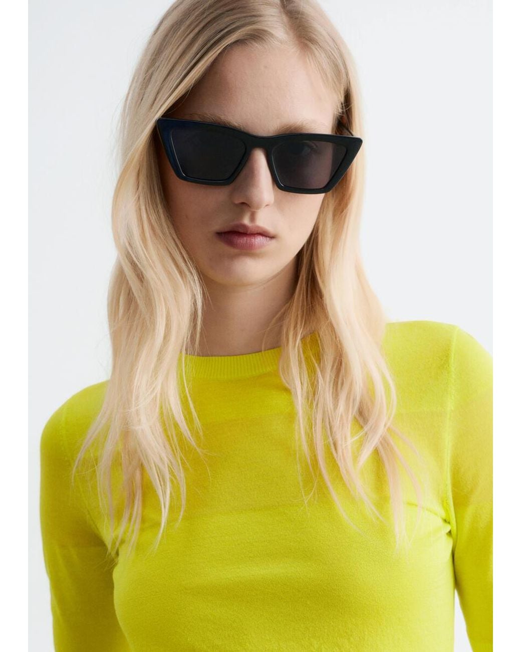 & Other Stories Black Angular Cat Eye Sunglasses