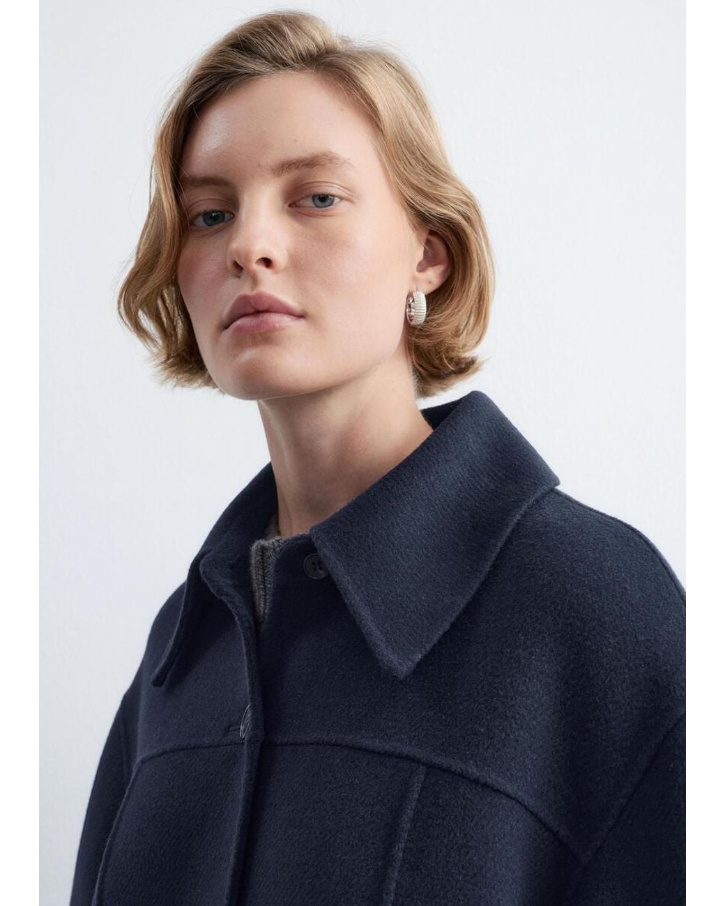& Other Stories Blue Tapered Wool Jacket