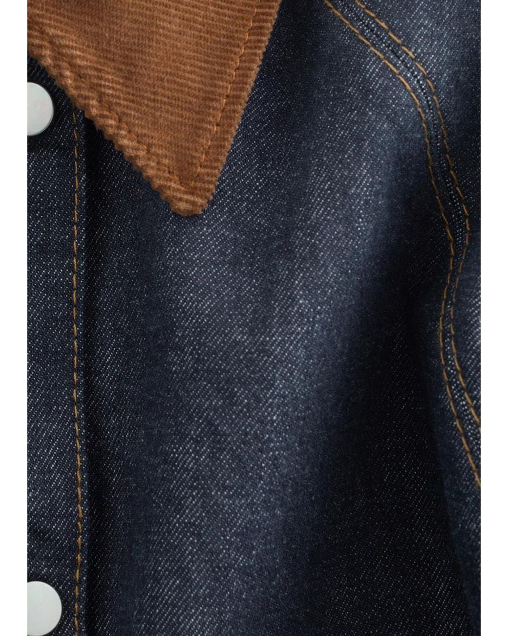 & Other Stories Blue Short Cord-Collar Denim Jacket