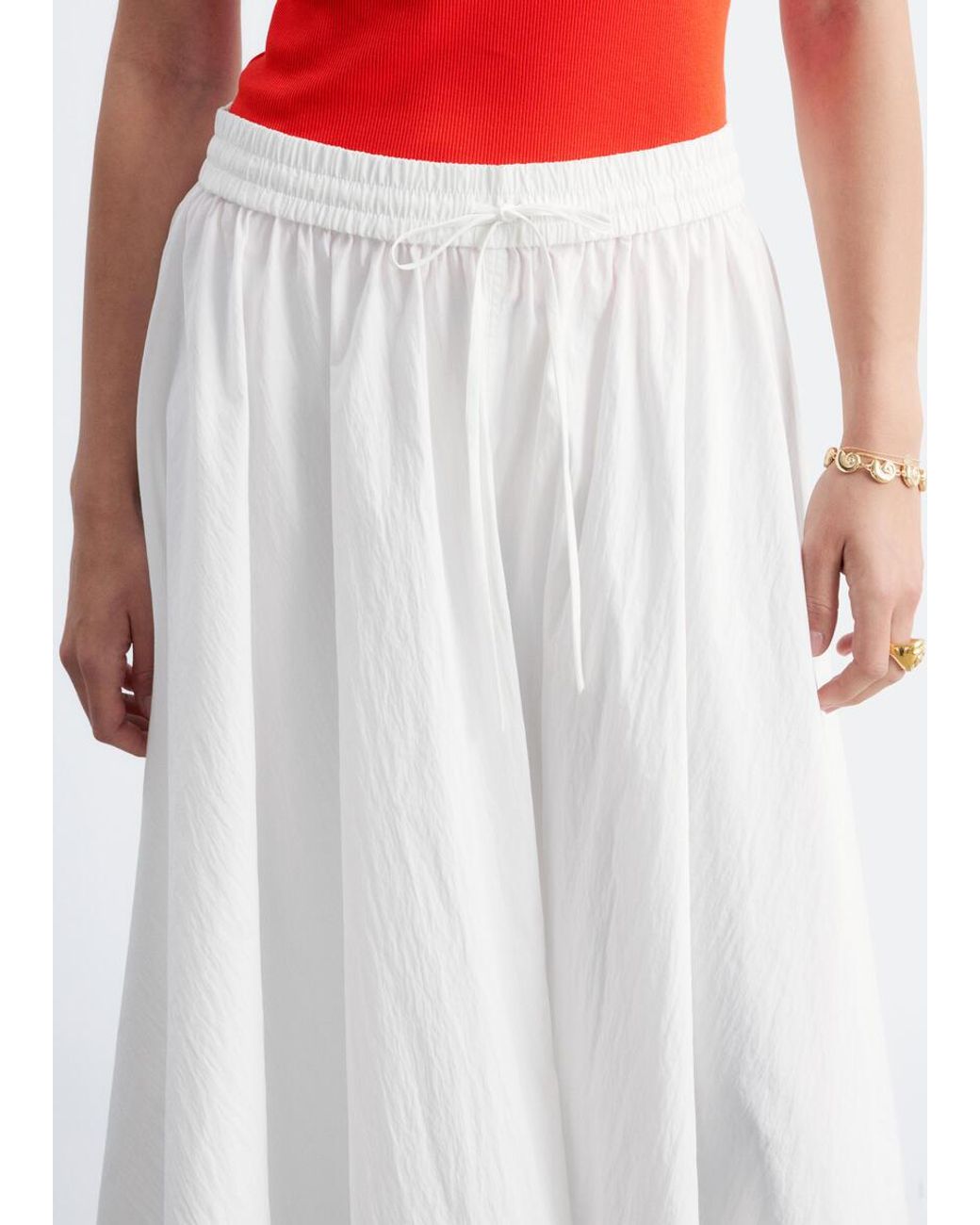 & Other Stories White Gathered A-Line Maxi Skirt