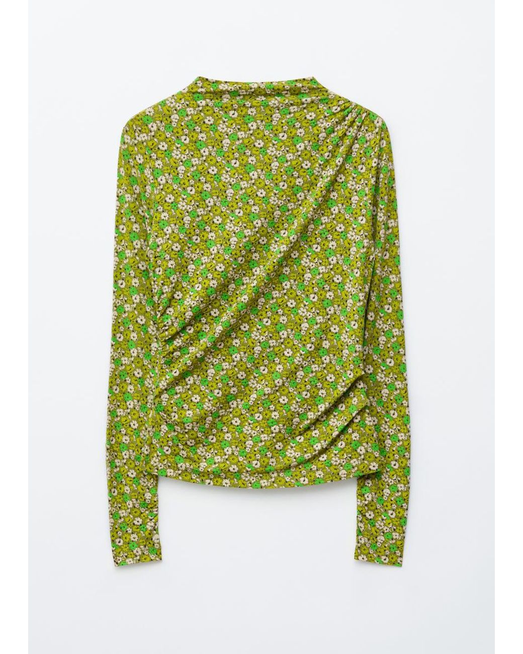 & Other Stories Green Draped Mock-Neck Top